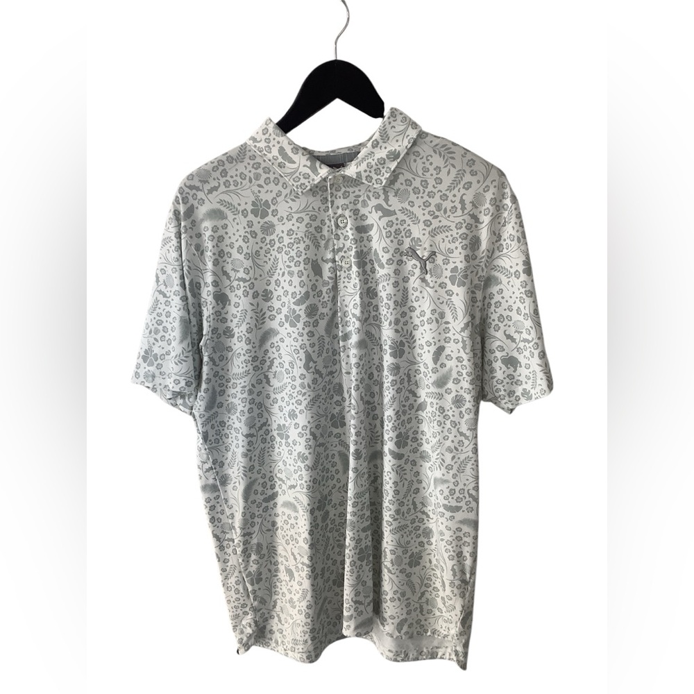 PUMA GOLF Mens Med. Gray Design Polo Shirt NWT
